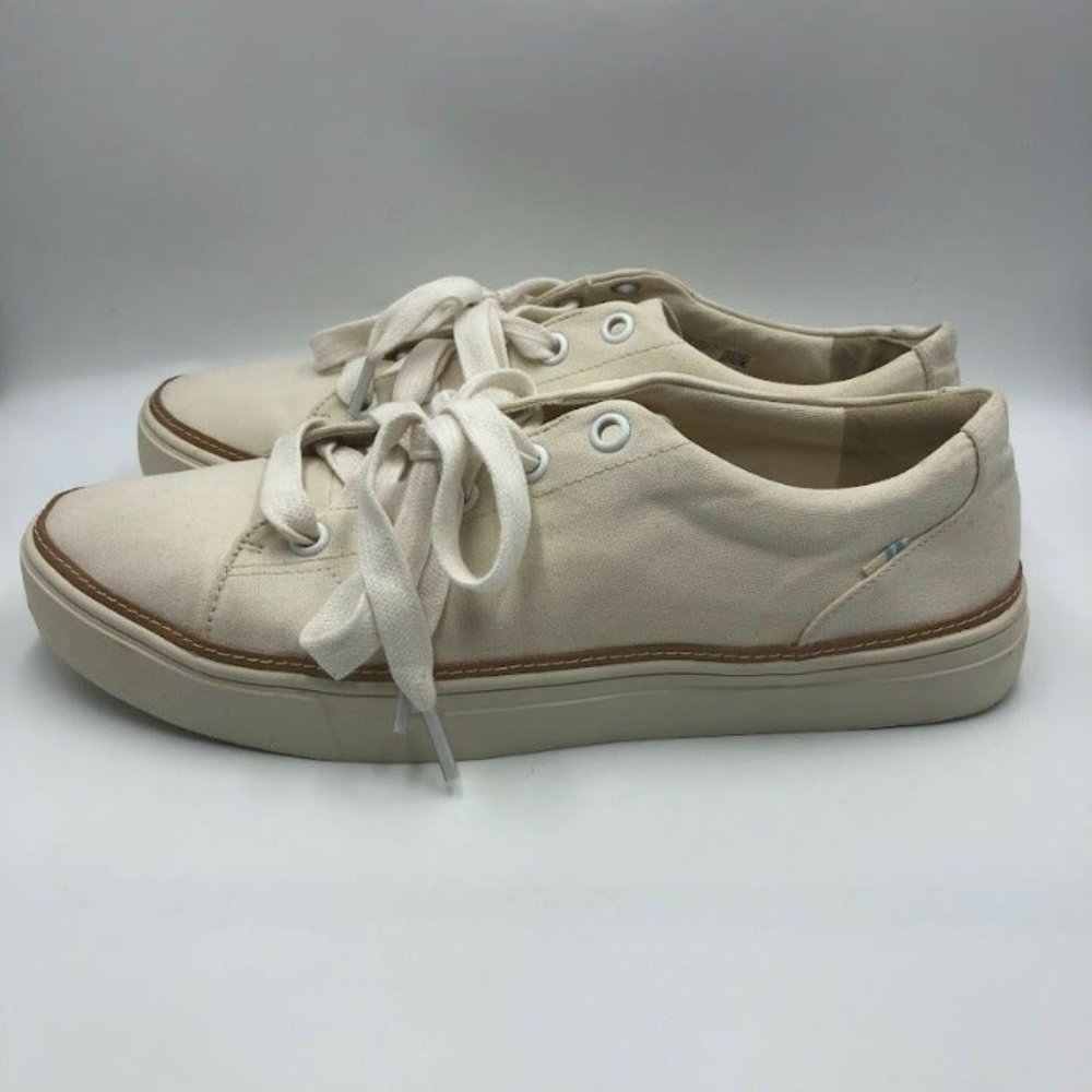 Tom's Women's Off White Canvas Sneakers Lace Up Size US 12 Everyday Casual - Picture 3 of 13